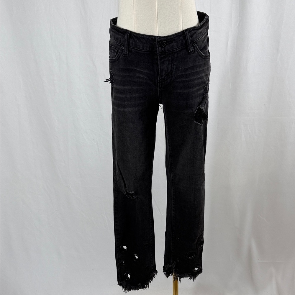 Celebrity Pink Distressed Black Ankle Jeans